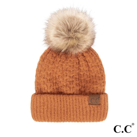 Cinnamon rust CC beanie with pom