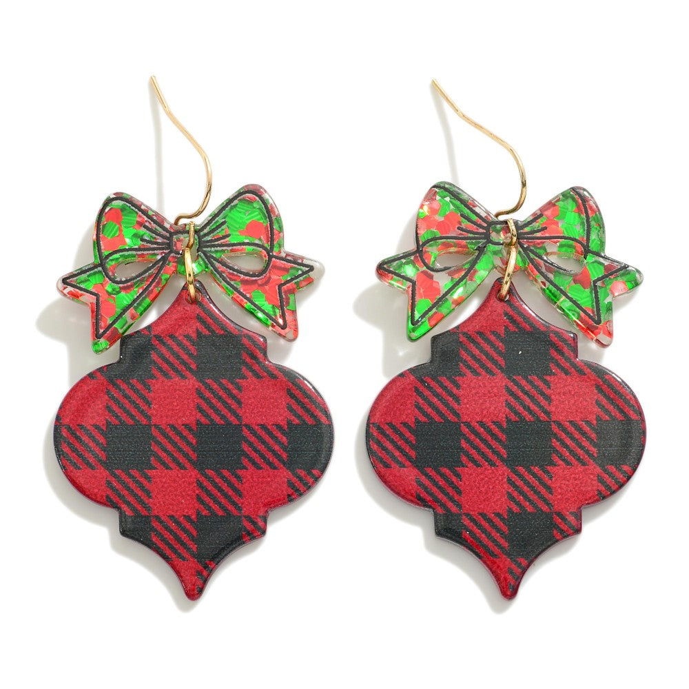 Red plaid earrings