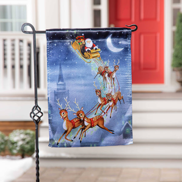 Santa Sleigh Lustre Garden Flag