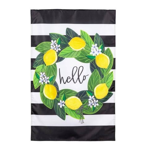 Magnolia Leaves and Lemon Applique House Flag