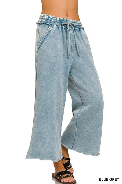 Blue Gray Acid Wash Fleece Sweatpants