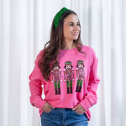 Pink Nutcracker March Sequin Sweatshirt