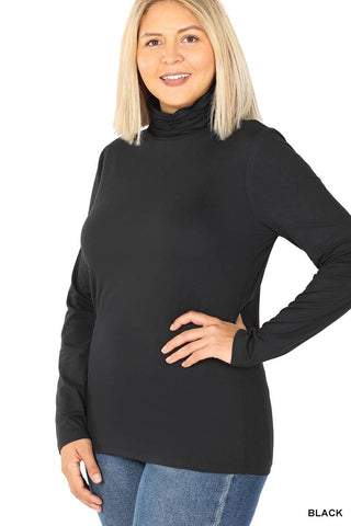 Black Mock Neck Top Plus