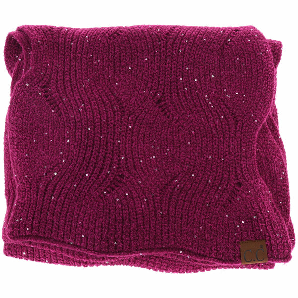 Sequin Brioche Cable Knit C.C Scarf