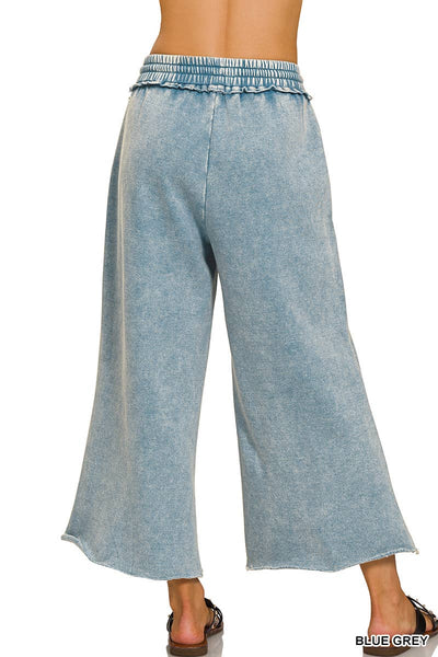 Blue Gray Acid Wash Fleece Sweatpants