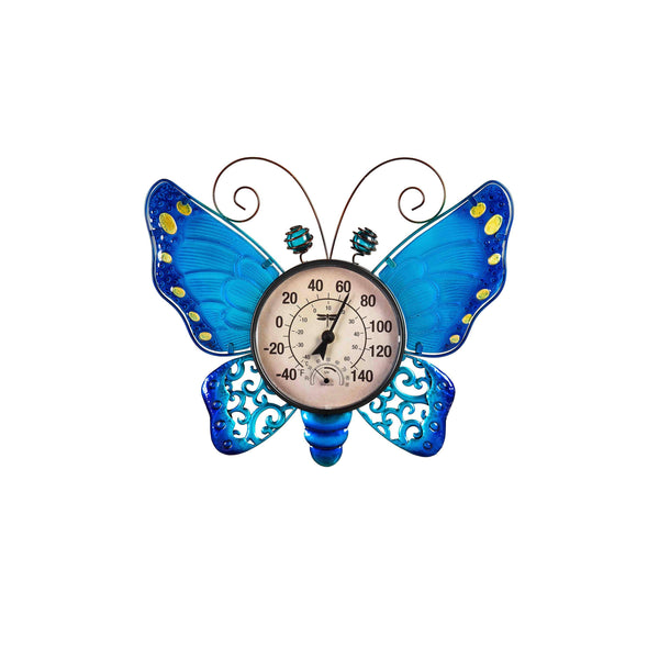 Blue Butterfly Outdoor Wall Thermometer