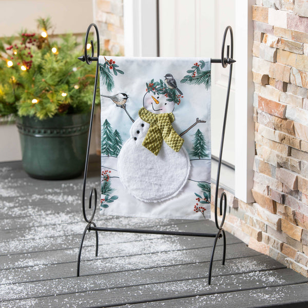 Snowman Linen Garden Flag