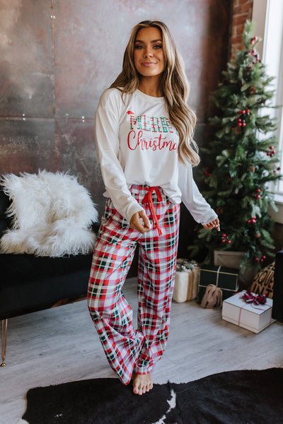 Merry Christmas Plaid Pajama Set