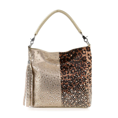 Gold Leopard Rhinestone Handbag