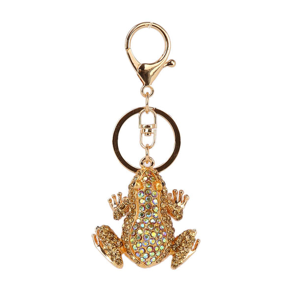 Gold Silver Frog Rhinestone charm keychain