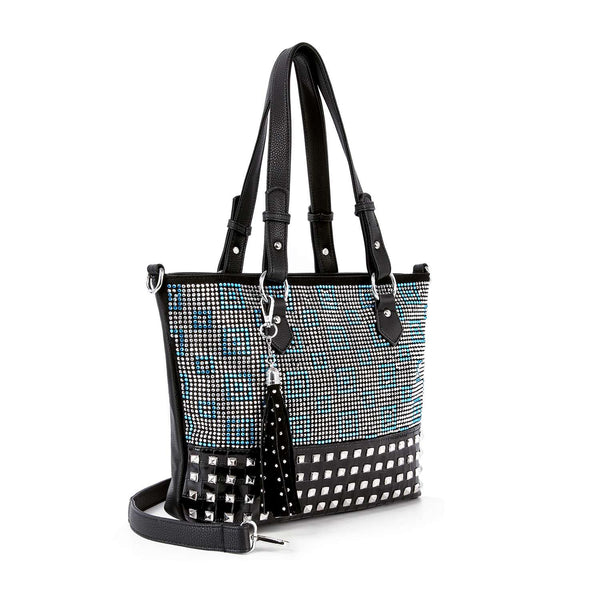 Turquoise Stud Rhinestone Tote Handbag