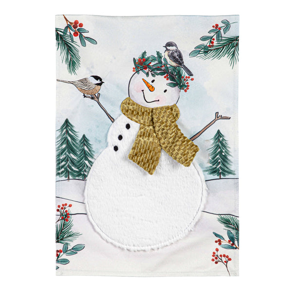 Snowman Linen Garden Flag