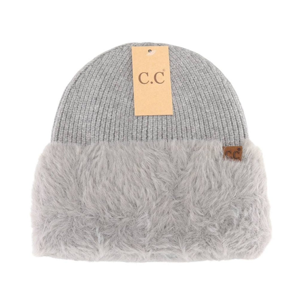 Gray Faux Fur Cuff C.C Beanie