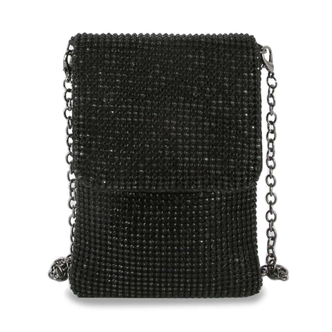 Rhinestone Covered Metal Mesh Cell Phone Crossbody