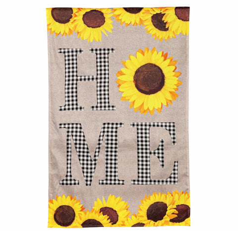 Sunflower Home House Burlap Flag