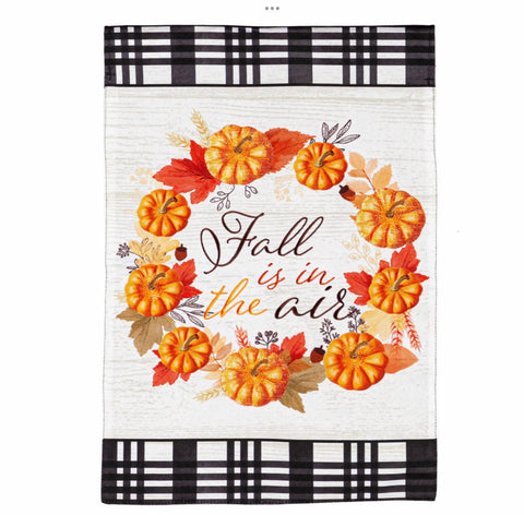 Fall is in the Air Wreath Garden Linen Flag