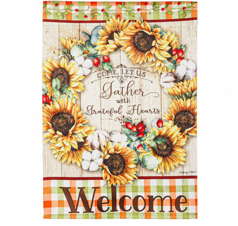 Farmhouse Fall Wreath Garden Suede Flag