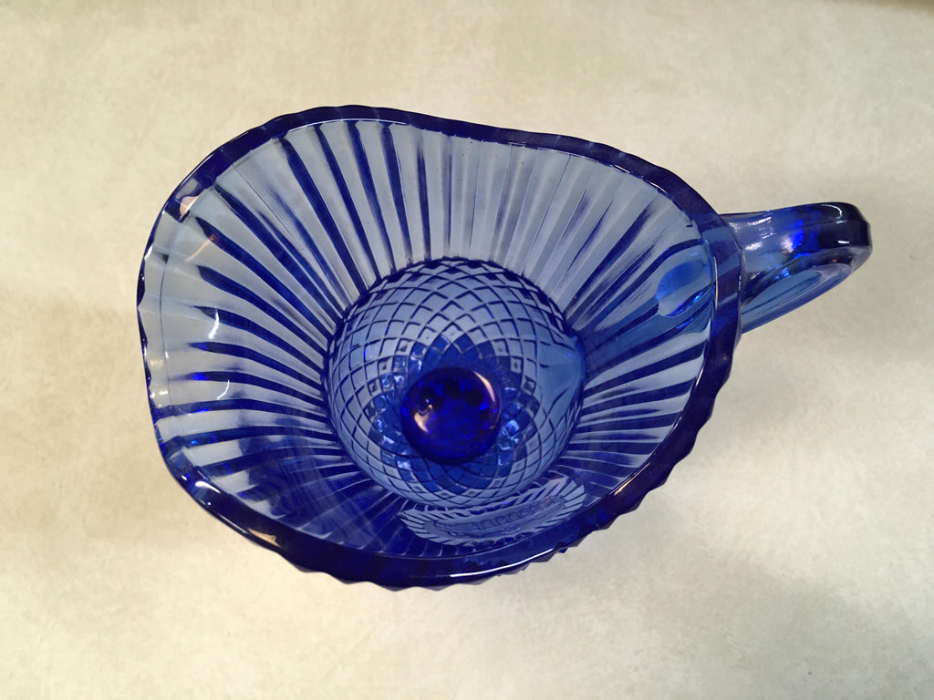 cobalt blue depression glass basket