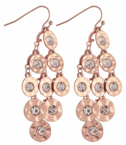 Rose gold circle drop earring