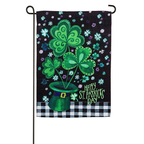 Shamrocks Buffalo Plaid Garden Textured Suede Flag