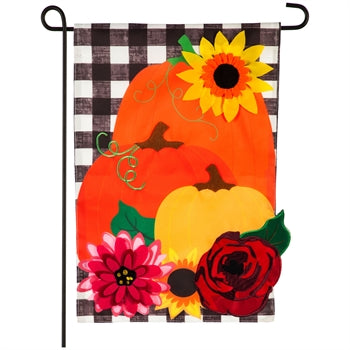 Pumpkins and Plaid Garden Applique Flag