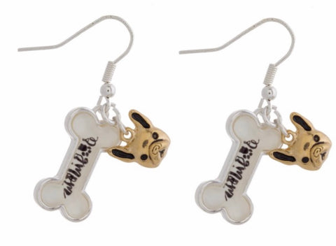 Dog mom silver earrings