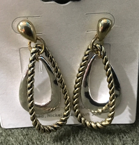 Silver gold dangle earrings