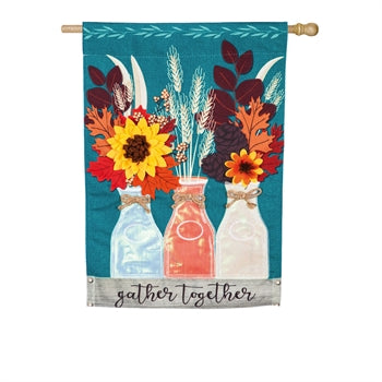 Milk Bottles Autumn gather together House Linen Flag