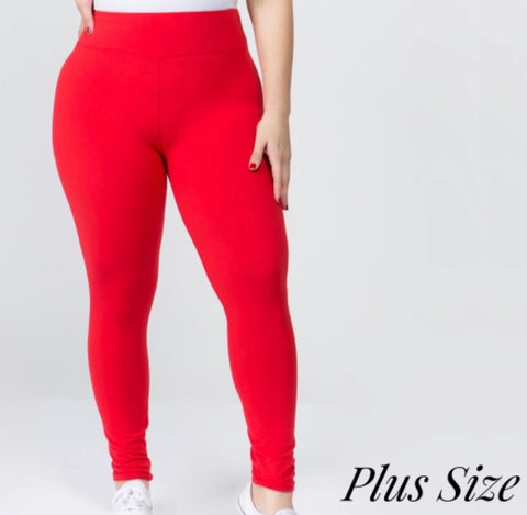 Red peachskin leggings PLUS