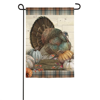 Pumpkin Time Turkey Garden Suede Flag