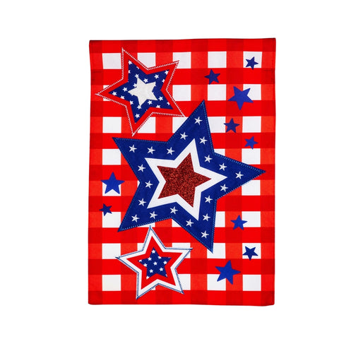 Patriotic Star Trio Garden Linen Flag