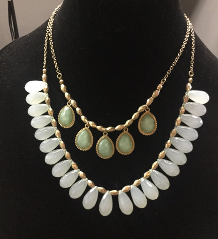 Turquoise layered teardrop necklace set