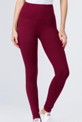 Burgundy peachskin leggings