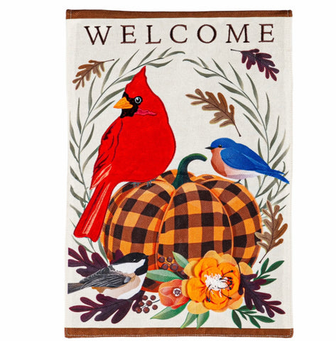 Fall Songbirds Garden Burlap Flag