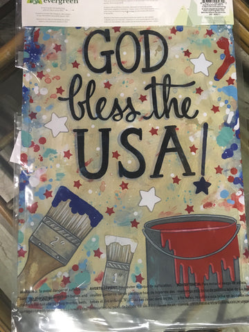 God Bless USA paint Drop-cloth Garden flag