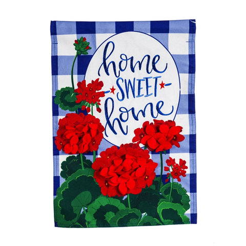 Plaid Patriotic Geraniums Garden Linen Flag