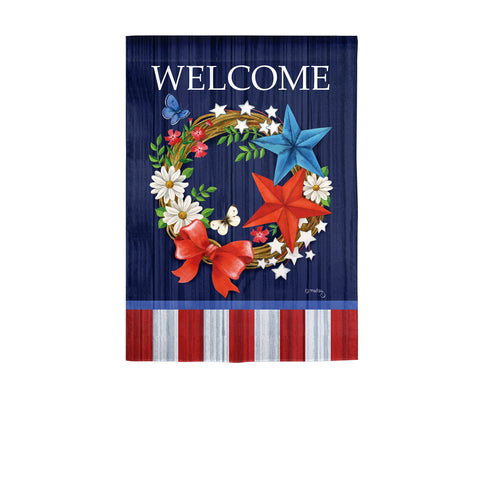 Patriotic Wreath Garden Suede Flag