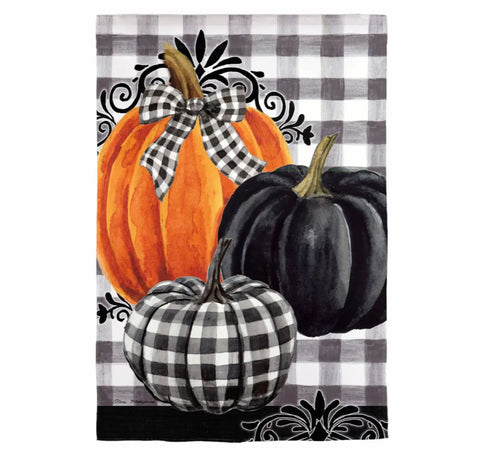 Pumpkin Check Garden Suede Flag