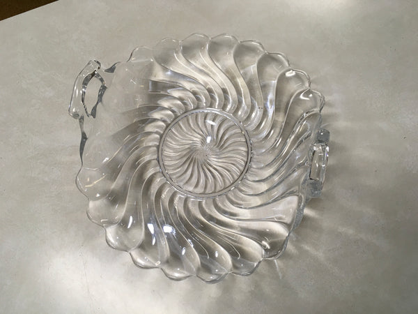 Fostoria Spiral & Swirl glass handled tray Vintage