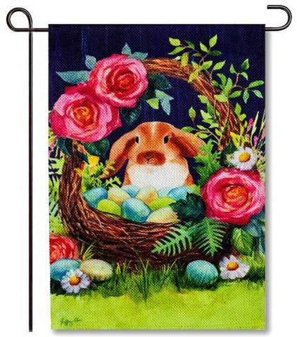 Easter Bunny Basket Garden Flag