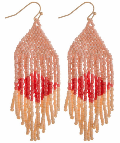 Pink multi boho beaded earring