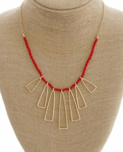 Red seed bead necklace